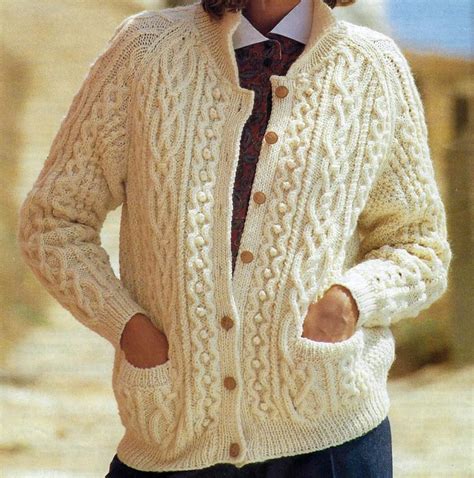 Pdf Instant Digital Download Ladies Aran Jacket Knitting Pattern 32 To