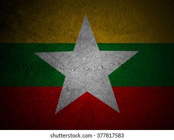 Myanmar Flag Collection Burma Flag Grunge Stock Illustration