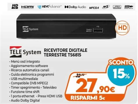 Offerta Tele System Ricevitore Digitale Terrestre Ts Nel Volantino