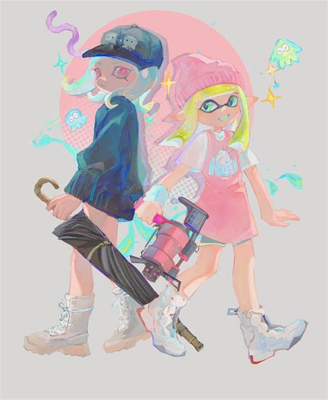 Inkling Player Character Inkling Girl Octoling Player Character And Octoling Girl Splatoon