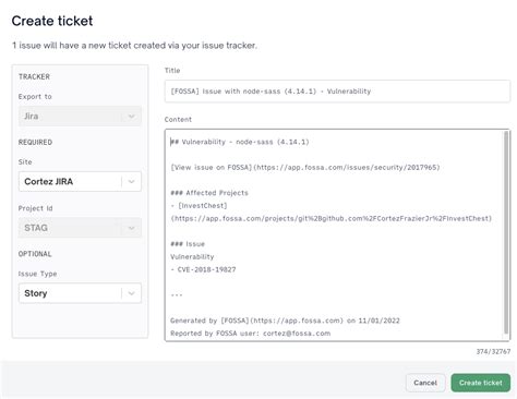 Creating a Jira Ticket