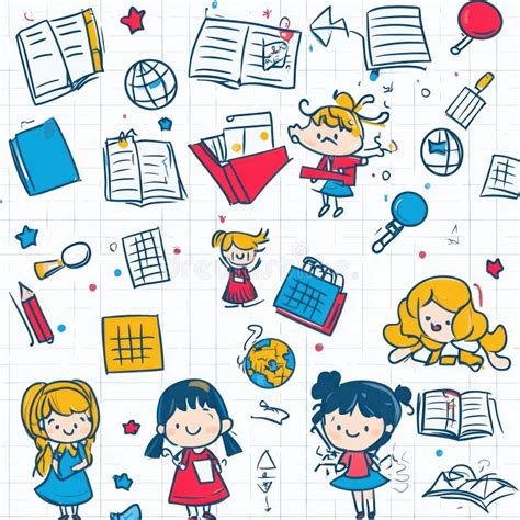 Cute Cartoon Kids School Illustration Background Stock Illustration ...