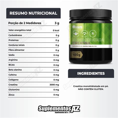 Creatina Pura G Monohidratada Growth Supplements Submarino