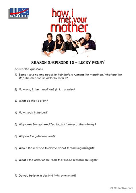 Himym S E Video Or Movi English Esl Worksheets Pdf Doc