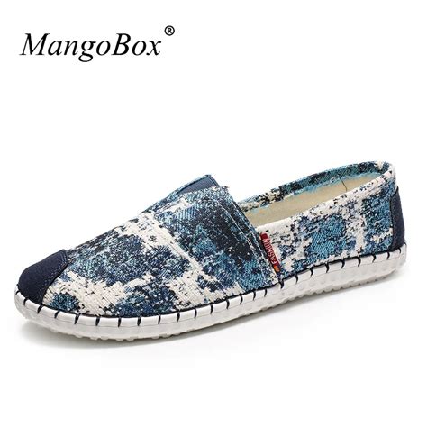 Canvas Shoes Men Flat Sneakers Blue Beige Blue Mens Loafers Comfortable