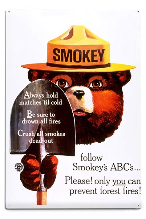 Smokey Bear Abcs Shovels Vintage Poster Art Prints And Metal Signs