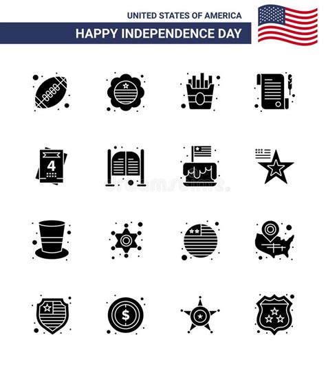 16 Usa Solid Glyph Signs Independence Day Celebration Symbols Of Bar Love Fast Invitation