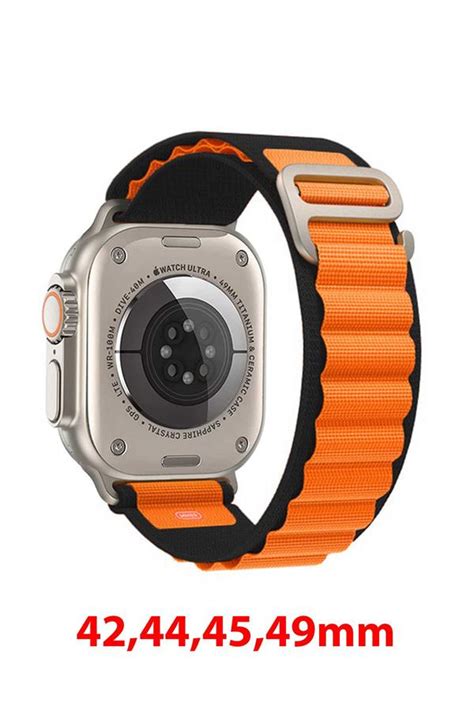 Siyah Turuncu Apple Watch Uyumlu Alpine Loop Kordon Modelleri Shinytech