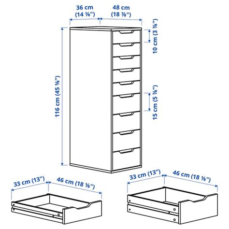 ALEX drawer unit with 9 drawers, white, 36x116 cm (141/8x455/8") - IKEA CA