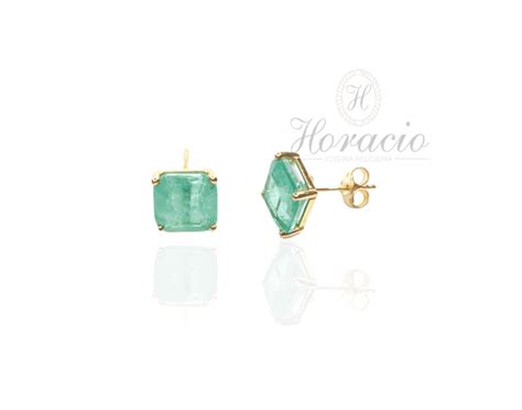 Pendientes Cuarzo Verde Oro 18k Joyería Horacio