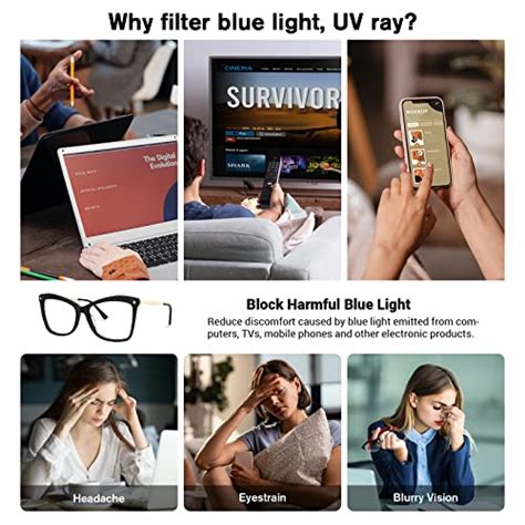 Buy Voogueme Stylish Blue Light Blocking Butterfly Eyeglasses For Women Libby Black At