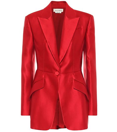 Alexander Mcqueen Silk Satin Peplum Blazer Alexander Mcqueen