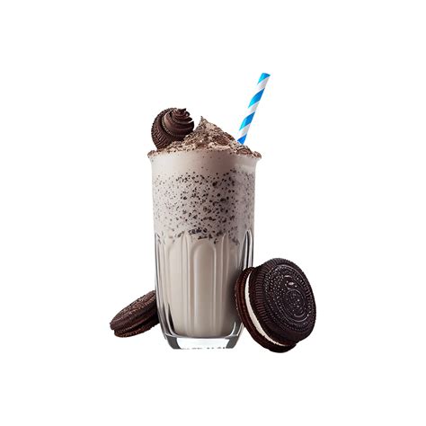 3D Render Of Chocolate Milkshake Glass With Stripe Straw Choco