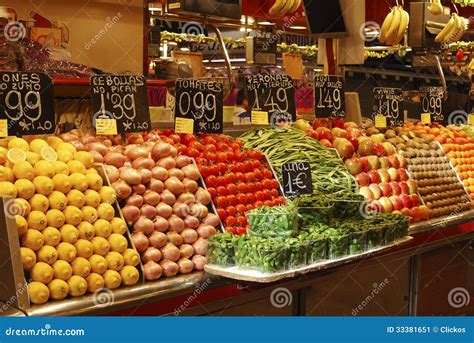 Display Of Fruit On Market Stall Barcelona Spain Stock Image Image