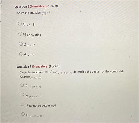 Solved Question 8 Mandatory 1 ﻿point Solve The Equation