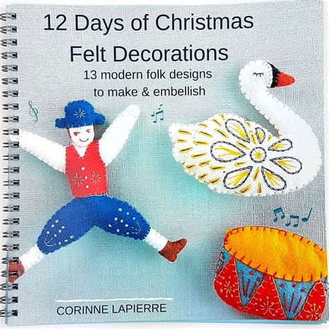 12 Days Of Christmas Felt Ornaments Book Stitched Modern