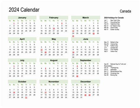 2024 Calendar Printable Canada Erena Jillane