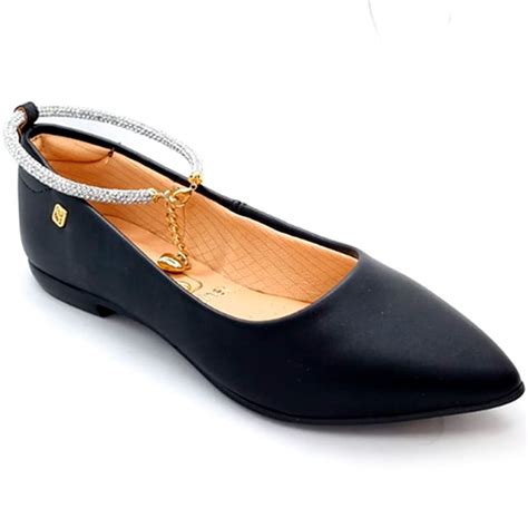 sapatilha feminina bico fino corrente santinelli dourado