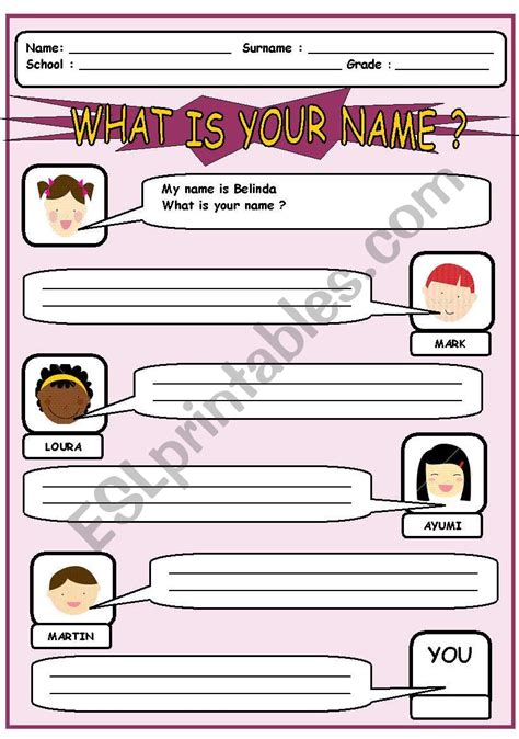 What Is Your Name Esl Worksheet By Bburcu