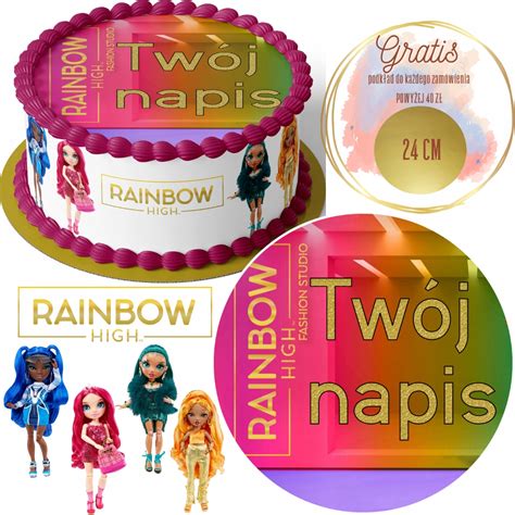 Op Atek Na Tort Cm Rainbow High Postaci Napis Allegro Pl