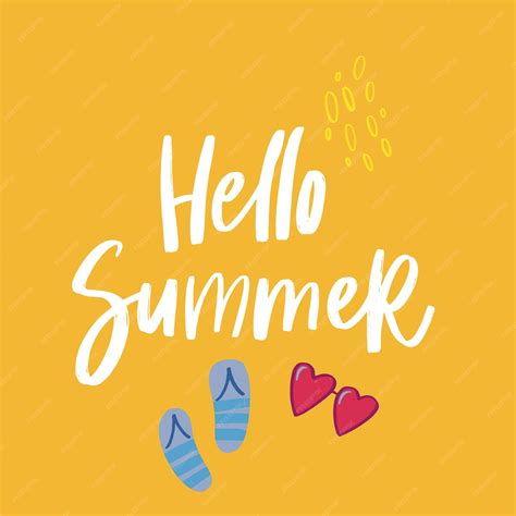 Premium Vector Hello Summer Lettering And Illustration