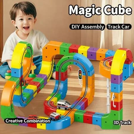 Rail Train Set 3D Embedded Race Track Gravity Defying Motorized Car ...