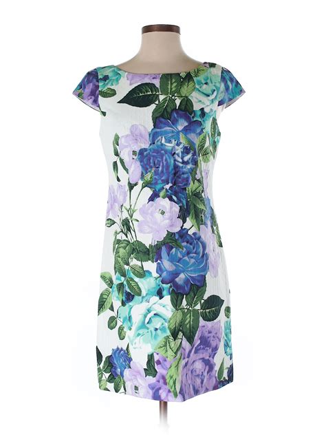 Eliza J 100 Cotton Floral Blue Casual Dress Size 4 74 Off Thredup