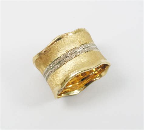 Wide Gold Wedding Band With Diamonds - jenniemarieweddings