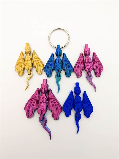 Stl File Dragon Wiggle Keychain Articulated Keychain Print In Place 🐉・design To Download And