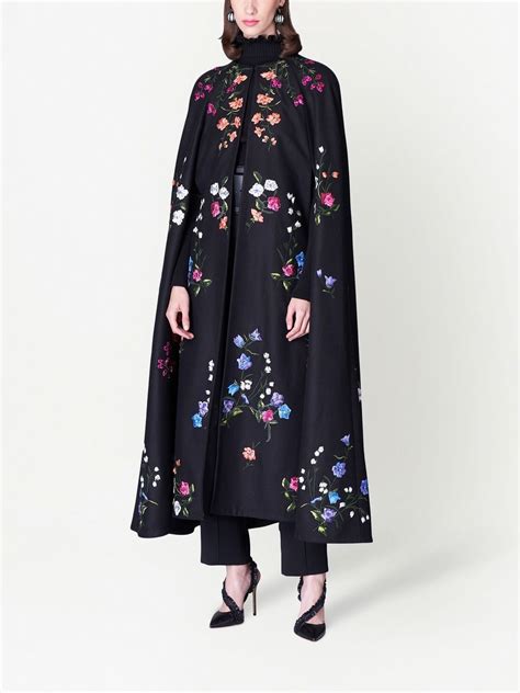 Carolina Herrera Floral Print Oversized Cape Coat Farfetch