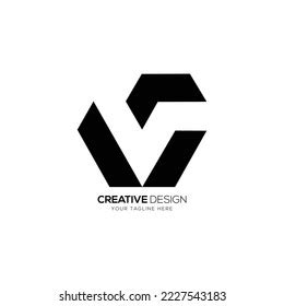 Modern Letter V Negative Space Logo Stock Vector Royalty Free