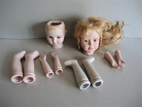 2x Vintage BISQUE Porcelain Doll Parts / Complete Set Head - Etsy