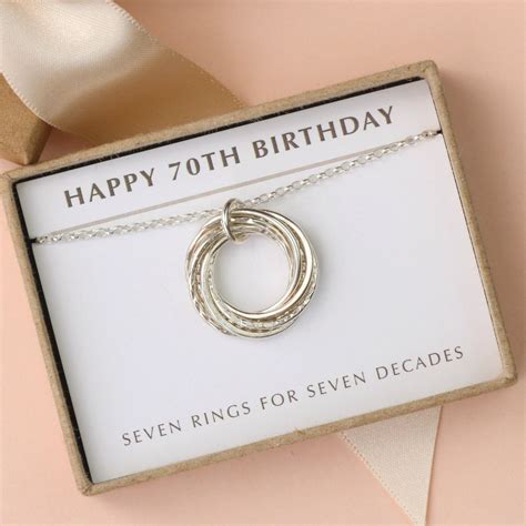 70th Birthday Necklace 7 Rings 7 Decades 70th T Mother Grandmother 70th Lilia