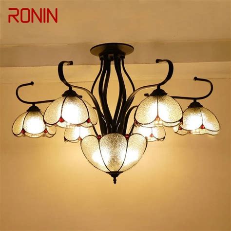 RONIN Tiffany L Mpara Colgante Para Sala De Estar Europea Candelabro De