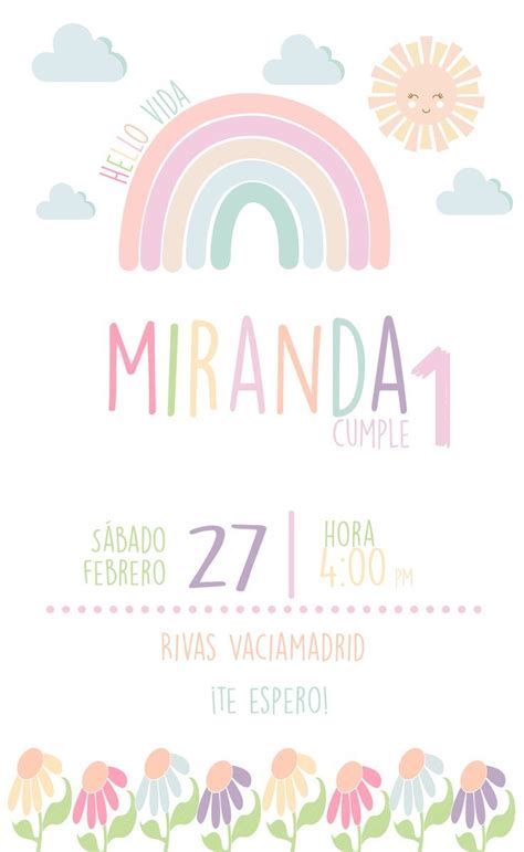 Invitaci N Arcoiris En Invitaciones Digitales Tarjeta De Arco