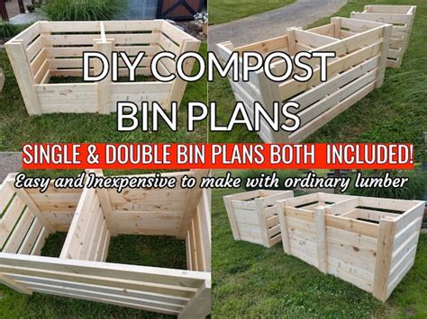 DIY Single & Double Compost Bin Plans With Adjustable Front | Etsy