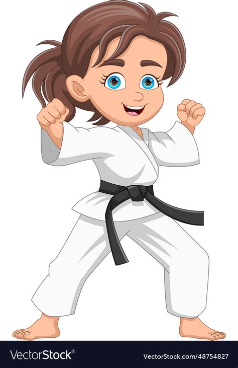 Karate girl cartoon Royalty Free Vector Image - VectorStock