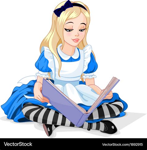 Alice Reading A Book Royalty Free Vector Image