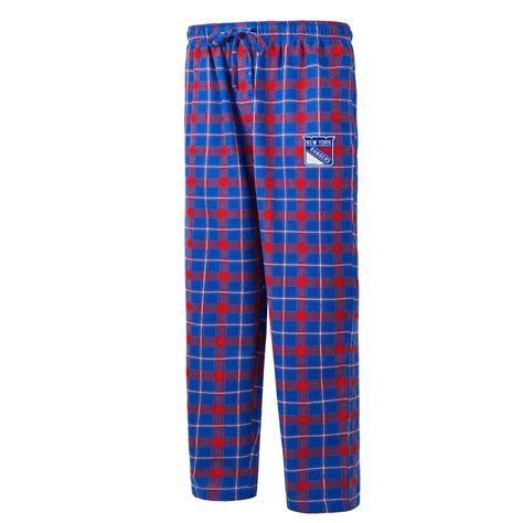 New York Rangers Mens Ledger Blue Red Flannel Pajama Pants Detroit