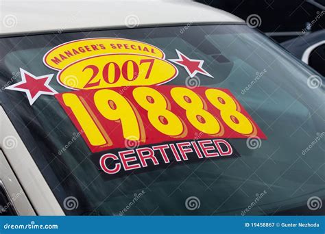 Price Sticker On Used Car Lot Royalty Free Stock Photography - Image: 19458867