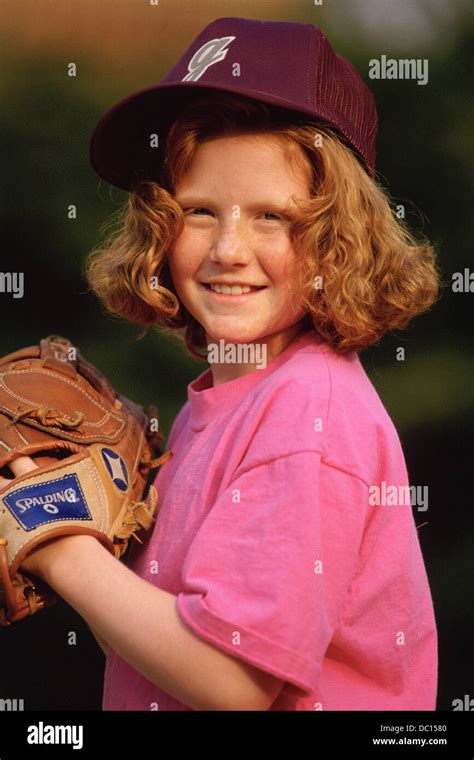 Girl Playing Baseball Stock Photo Alamy