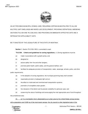 Fillable Online Leg Mt 1 Authorized Print VersionSB 245 SENATE BILL