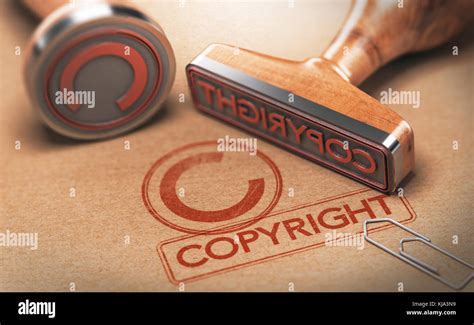 3d Illustration Of Two Rubber Stamps With Copyright Word And Symbol