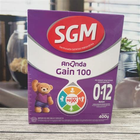 Jual SGM Ananda Gain100 400gram Susu Gizi Tumbuh Kembang Bayi