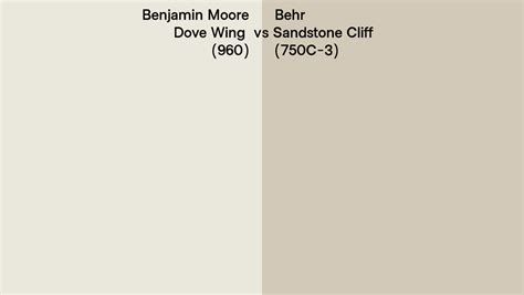 Benjamin Moore Dove Wing 960 Vs Behr Sandstone Cliff 750C 3 Side By