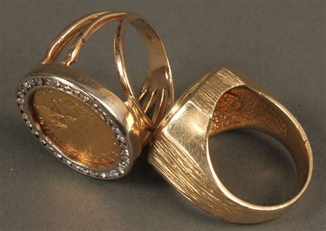 Lot 163: Two 14K & Gold Coin Rings | Case Auctions