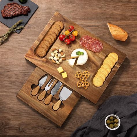 Bossmax Corporationacacia Wood Cheese Cutting Board With 4pcs Knives