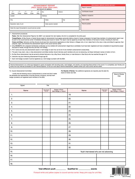 Bsa Advancement Form Fill Online Printable Fillable Blank PdfFiller