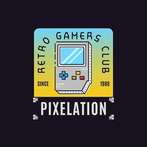 Retro Gaming Logo Vorlage Mit Vintage Konsole Game Badge Design Pixel