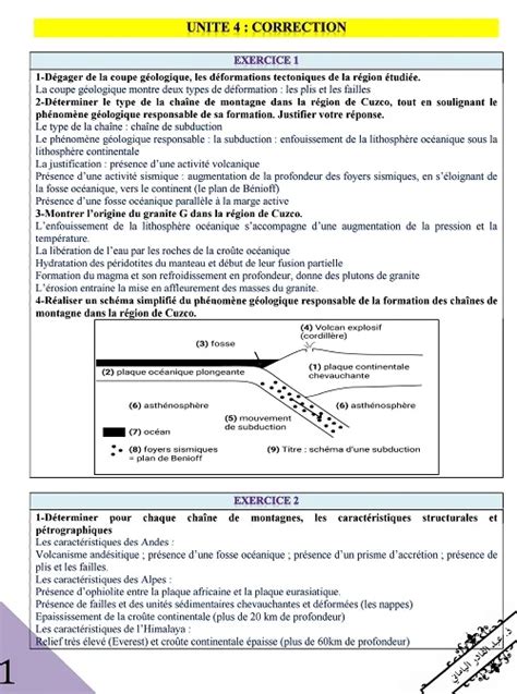 Correction Des Exercices Les Phénomènes Géologiques Accompagnant La